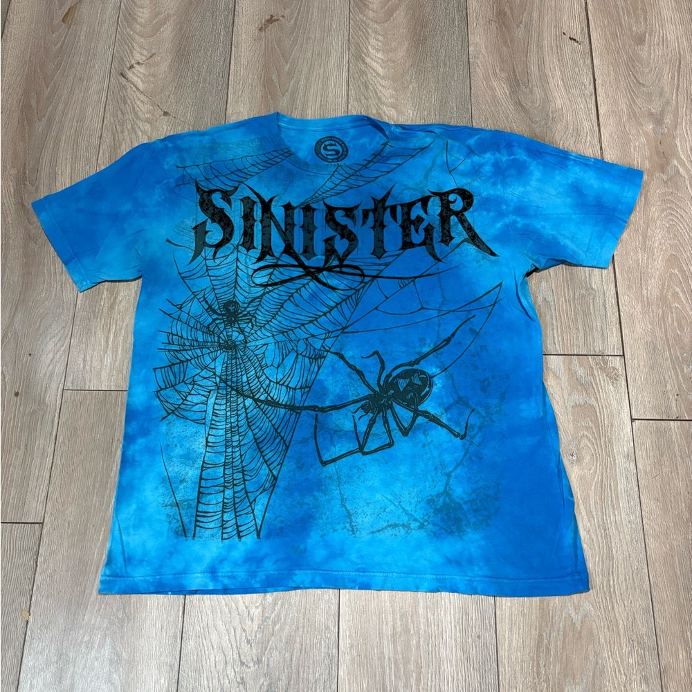 Vintage Men’s Y2K Affliction Sinful Blue Spider Graphic Tee Size XL